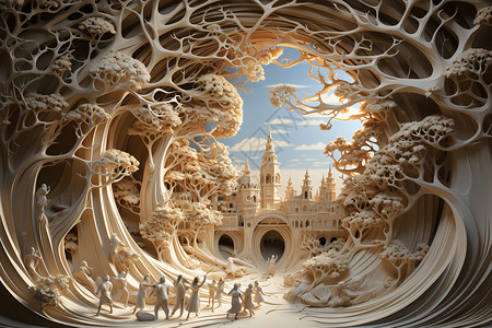 3D纹理素材3D城堡建筑艺术品背景