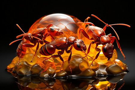 玻璃球上的蚂蚁图片