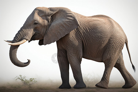 象牙棺材非洲象行走荒野背景