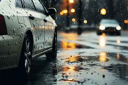 下雨的马路图片