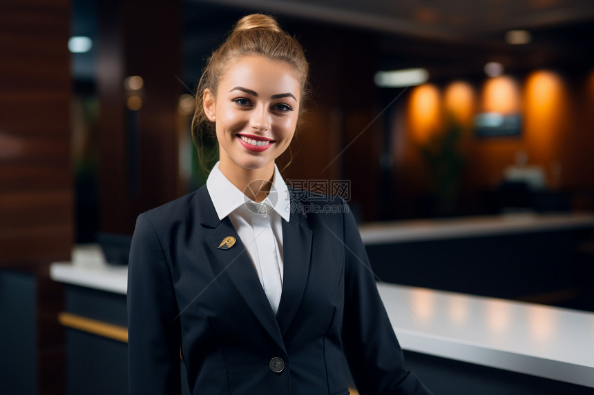 笑容满面的酒店女职员图片