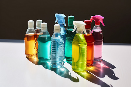 清洁瓶子多彩的洗洁剂瓶子背景