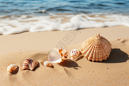 海边的贝壳背景图片