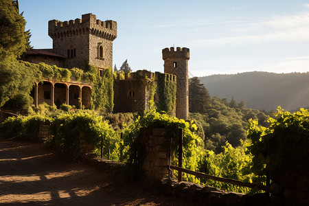 葡萄城堡美丽的葡萄庄园背景