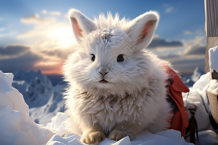 雪兔兔可爱的雪兔背景