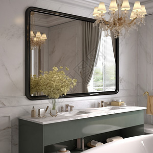 浴室内的洗手台和镜子图片
