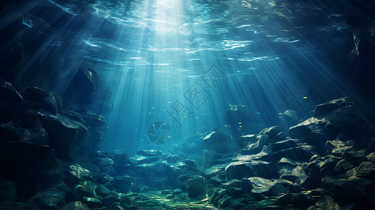 海底绚烂光线背景图片