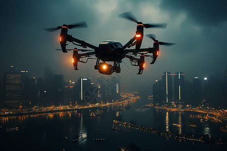 城市之上的无人机背景图片