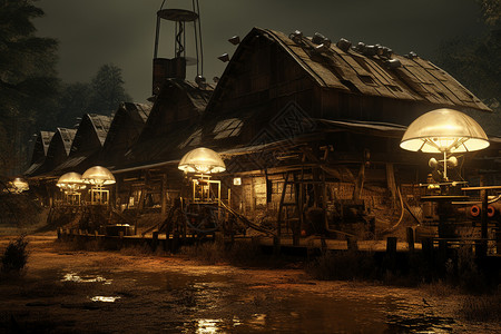 乡村农舍的夜景图片