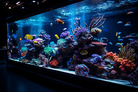 鱼缸造景装饰水族馆的景象背景