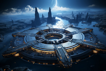 未来的太空站背景图片