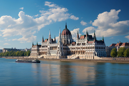 河岸建筑匈牙利的历史景点背景