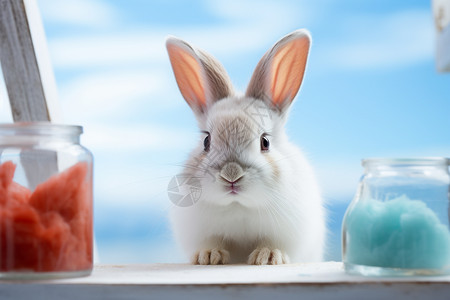 棉花糖实验生物实验的兔子背景