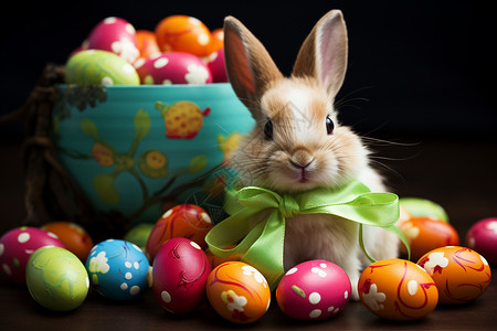 复活节兔子的装饰背景图片