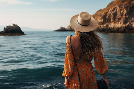 夏日海边的女士图片