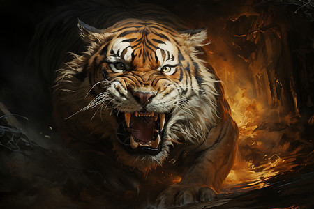追赶猎物的老虎背景