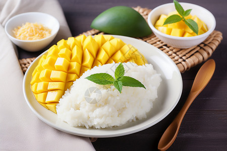 芒果椰奶泰国特色美食背景