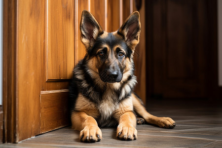 牧羊犬趴着地上高清图片