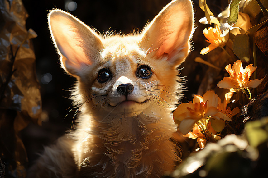 太阳下的狐狸图片