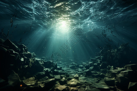 水面漂浮着的光束图片