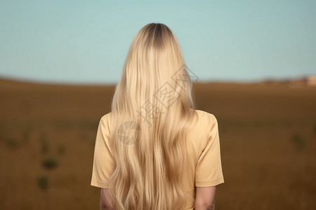 金色女士头发发型假发头发飘逸秀美背景