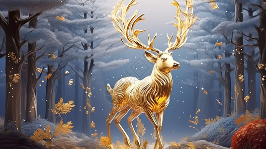 金色的鹿背景图片