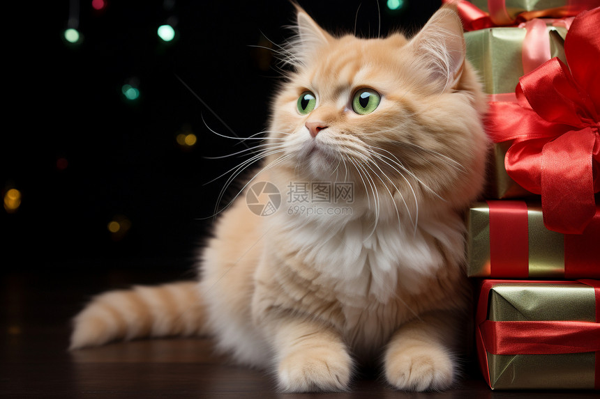可爱小猫和礼物图片