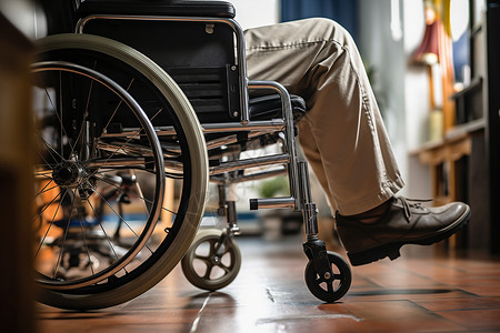 帮助残疾人坐着轮椅的残疾人背景