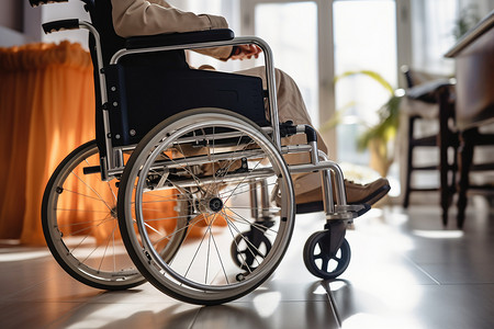 残疾养老院坐着轮椅背景