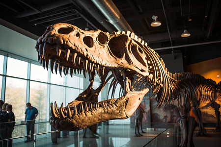 以龙教育素材科学博物馆的恐龙骨架背景