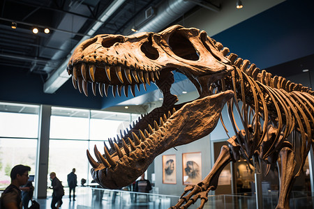 以龙教育素材博物馆的恐龙化石背景