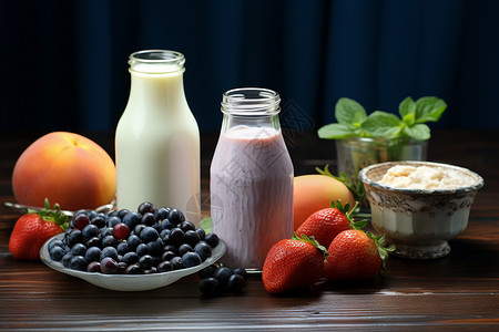 营养甜蓝莓浆果饮品高清图片