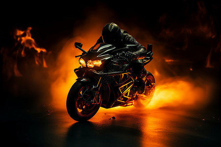 火焰死亡摩托踏火而出黑色摩托骑士背景