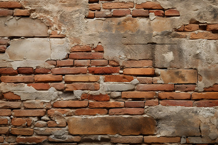 历史痕迹悠久的老旧砖墙背景图片