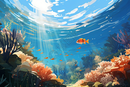 海底生活的鱼类背景图片