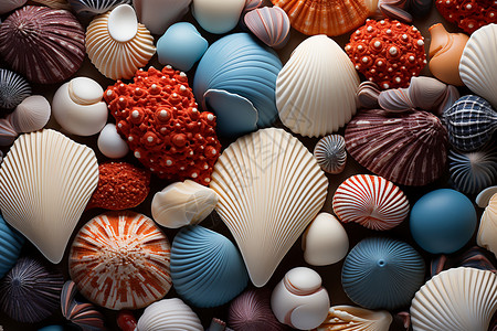 色彩斑斓的贝壳背景图片
