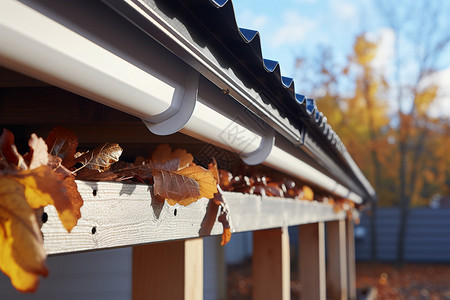 雨槽秋天的瓦片屋顶背景