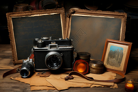 怀旧相册素材复古怀旧照相机背景