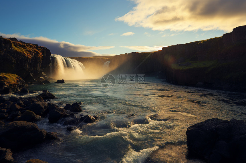 冰岛瀑布奇观图片