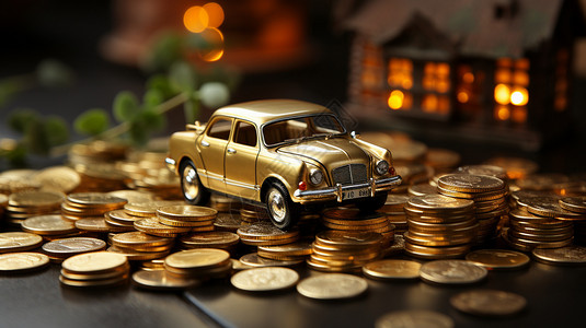 金币上的汽车模型图片