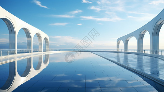 海建筑海面上的拱门建筑设计图片