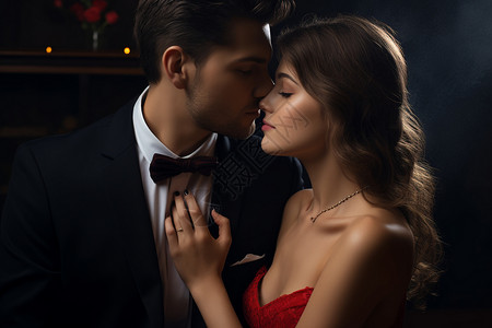 绅士与美女亲吻小情侣高清图片