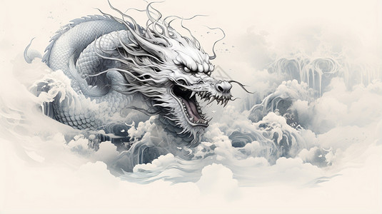 腾云驾雾的中国龙背景图片