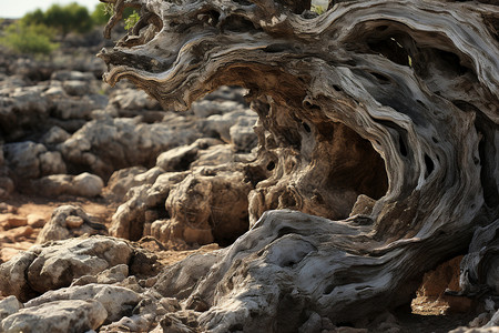 架构向量一株扭曲的橄榄树背景