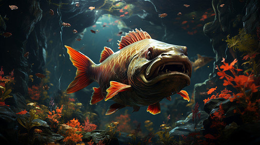 深海里的鱼背景图片