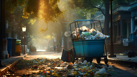 街道上清扫垃圾的垃圾车高清图片
