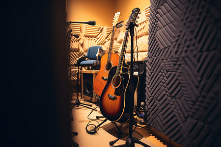 录音室的吉他图片