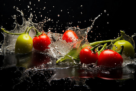 蔬菜在水中新鲜水果蔬菜设计图片