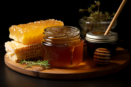 蜂蜜与蜜壶可口蜜壶高清图片