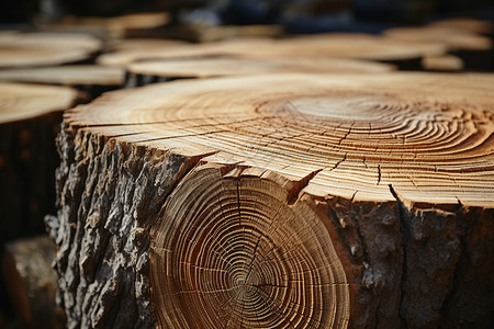 人工砍伐后的木桩高清图片